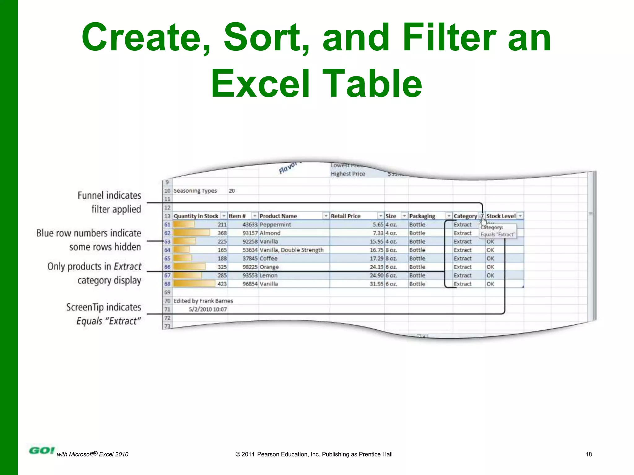 Create, Sort, and Filter an Excel Table