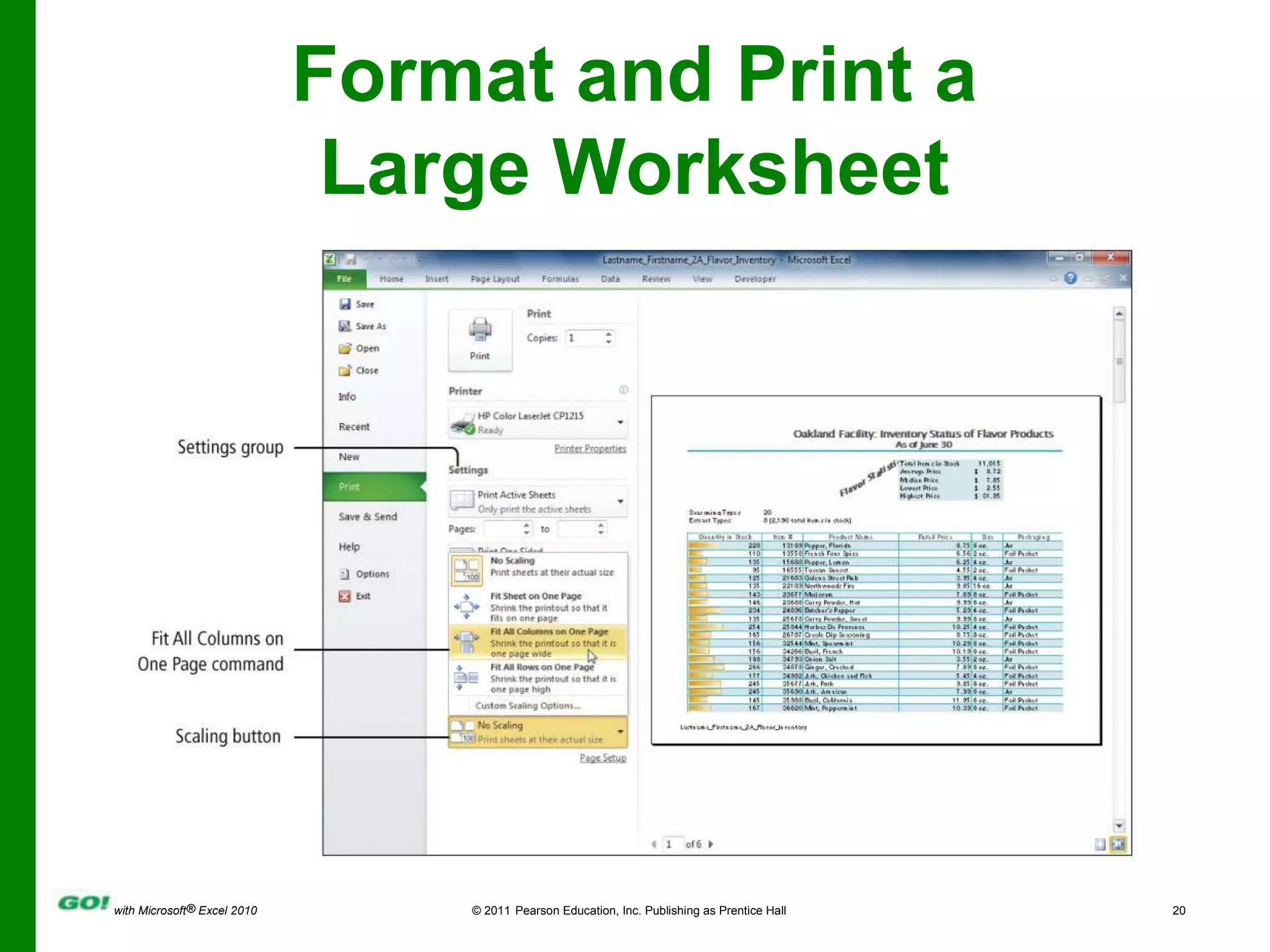 Format and Print a Large Worksheet