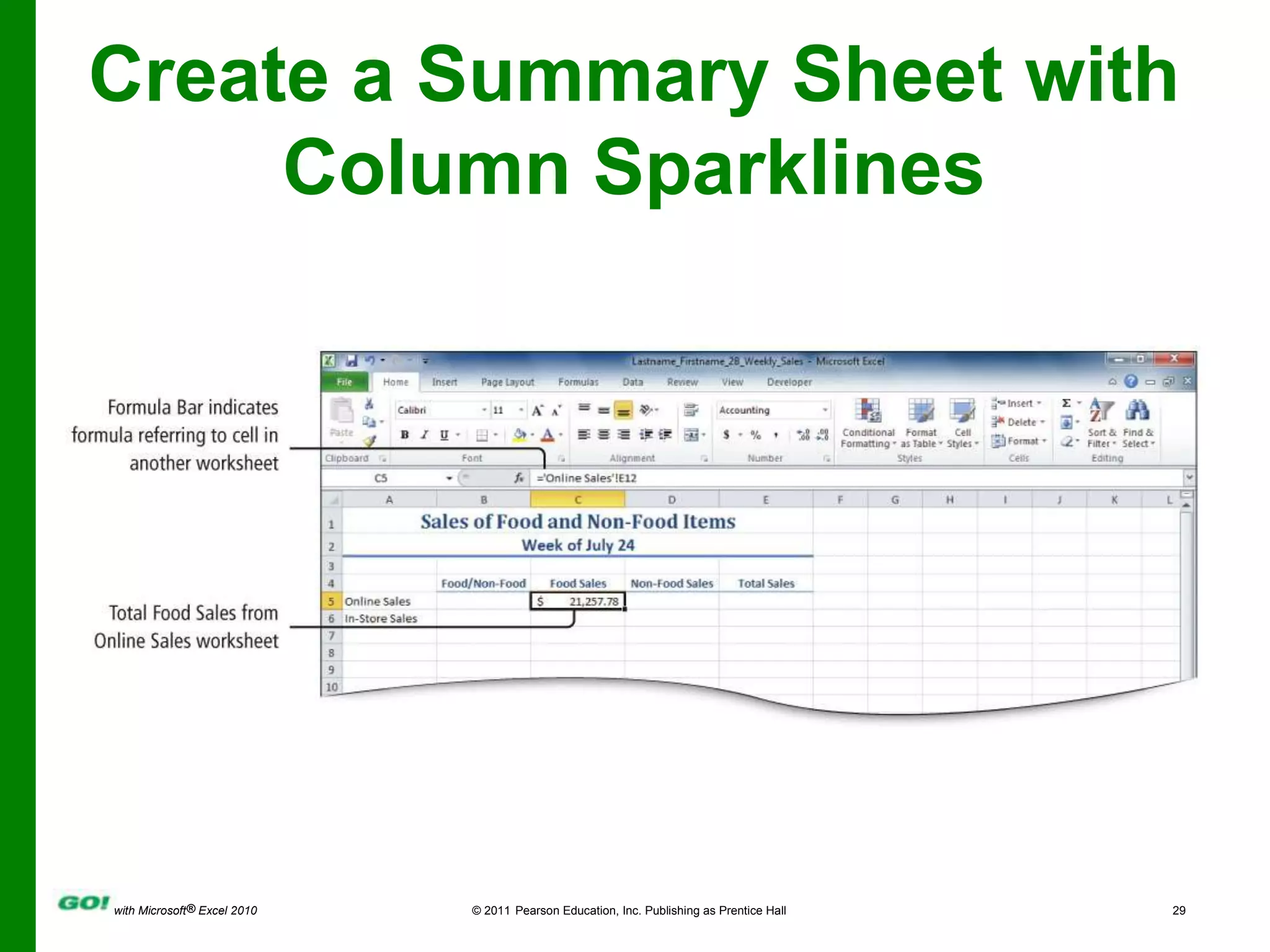 Create a Summary Sheet with Column Sparklines