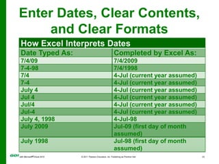 Enter Dates, Clear Contents, and Clear Formats