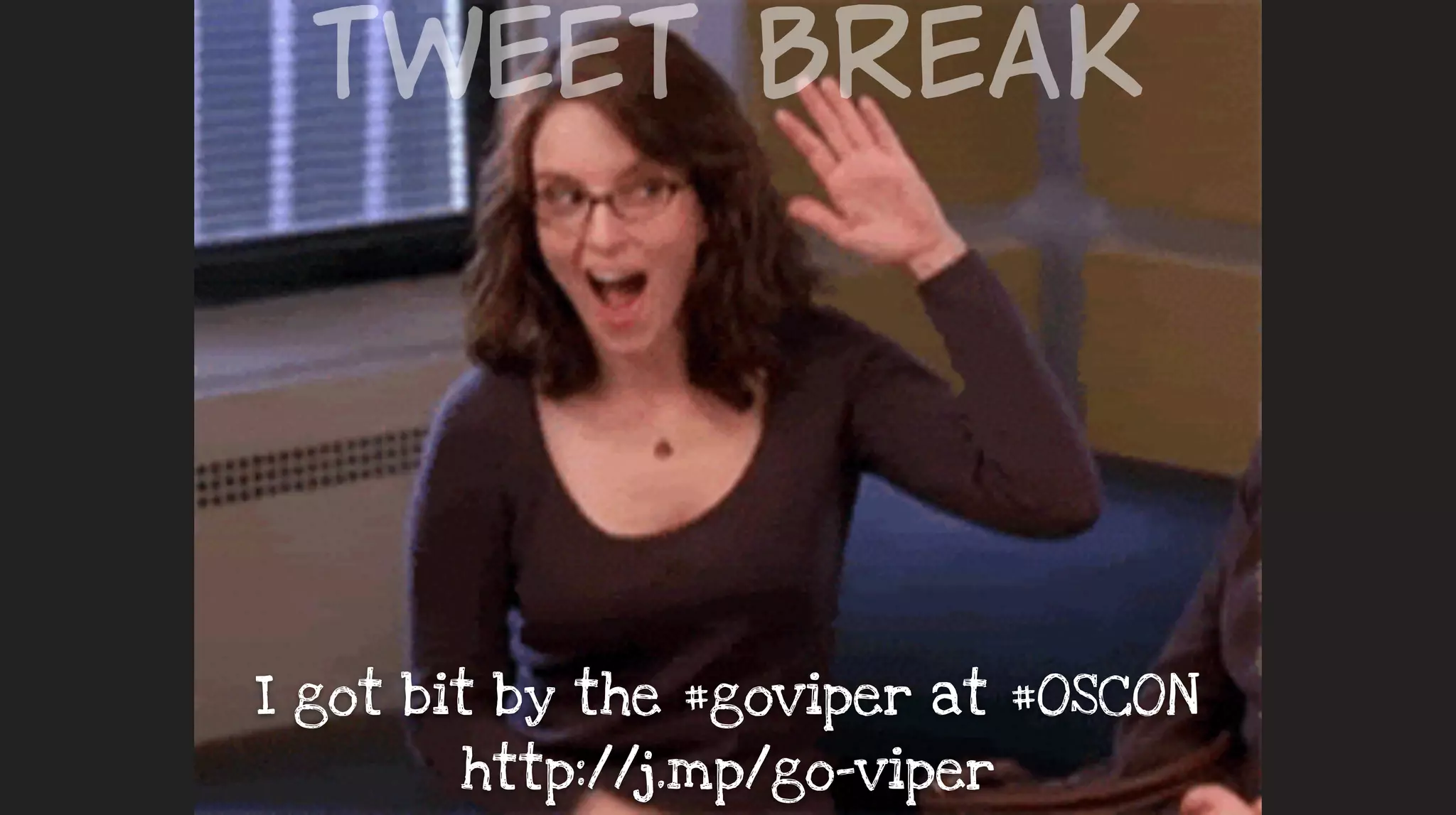 I got bit by the #goviper at #OSCON  
http://j.mp/go-viper
Tweet  Break
 