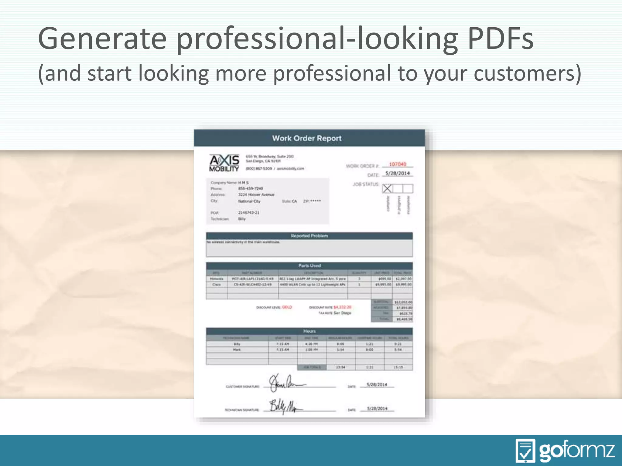 Generate professional-looking PDFs
(and start looking more professional to your customers)
 