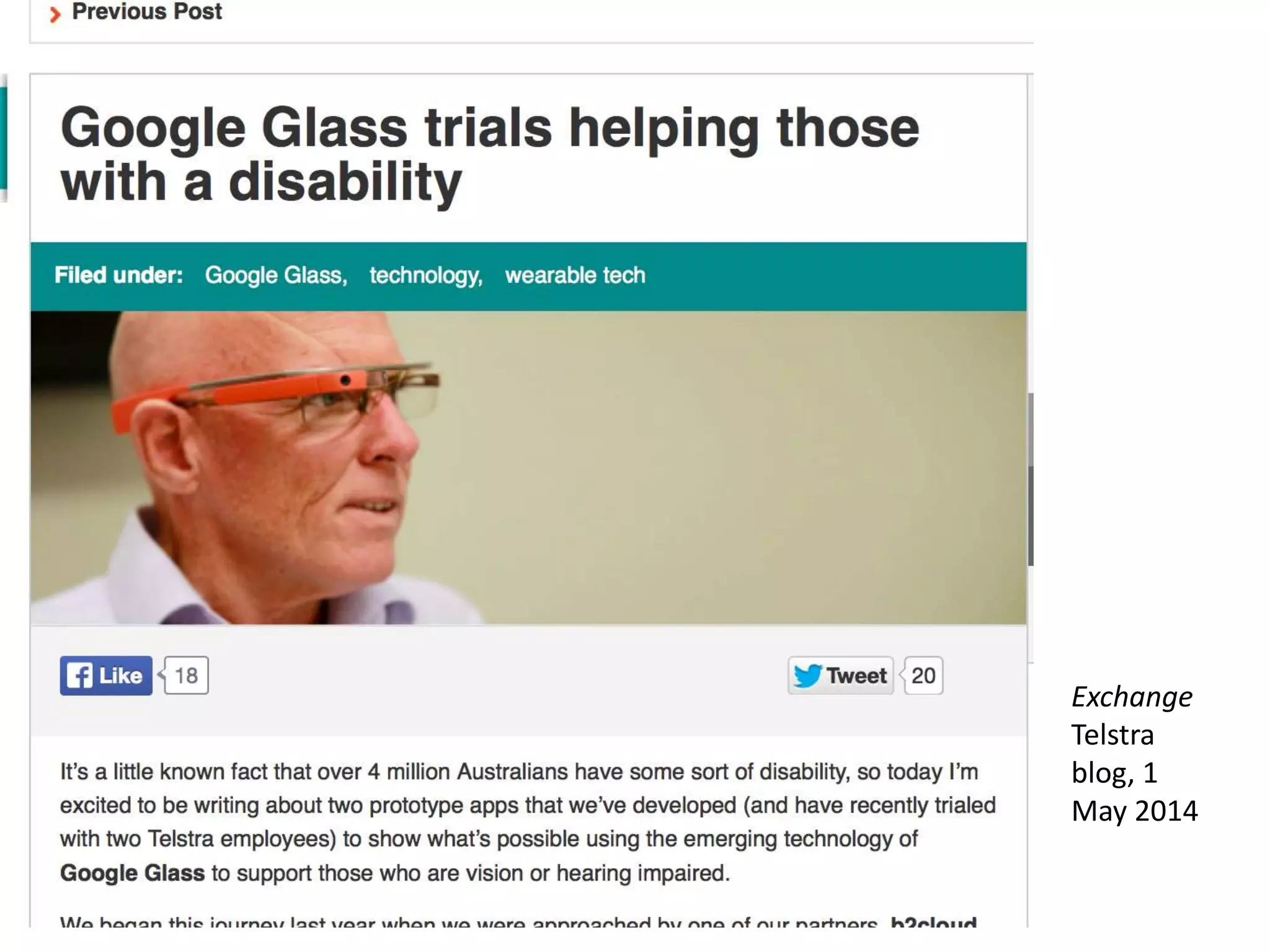 Exchange
Telstra
blog, 1
May 2014
 