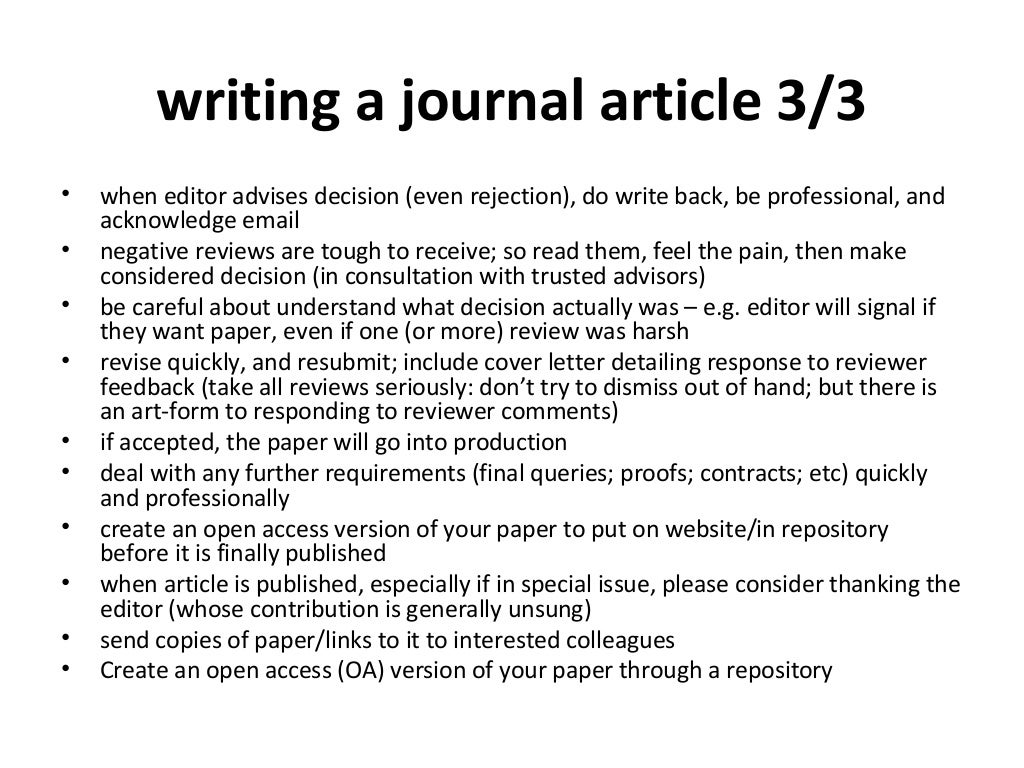 Writing for Academic Journals