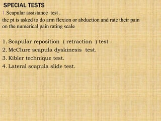 Reposition Test scapula dyskinesia slide share for the education | PPTX