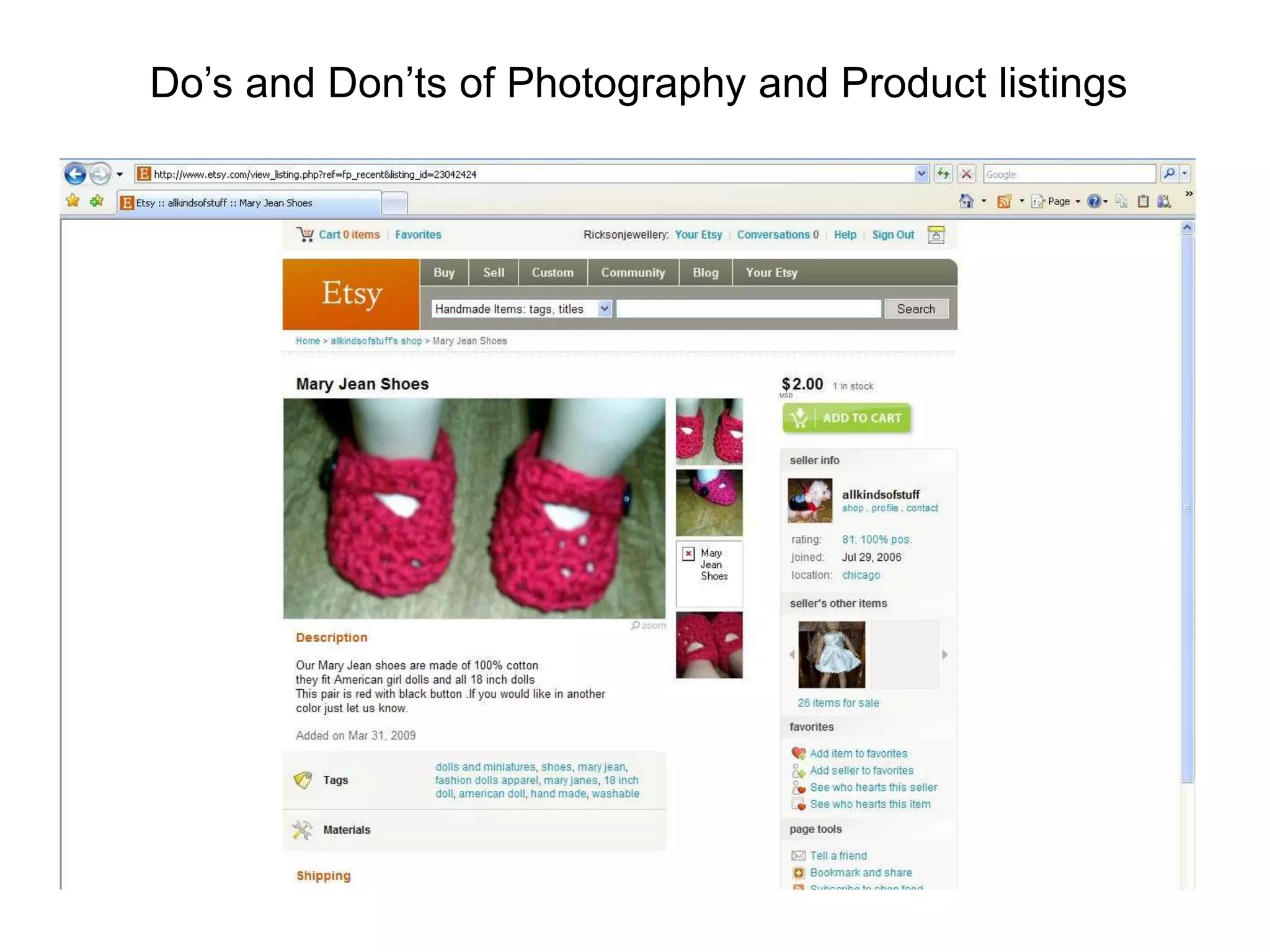 Do’s and Don’ts of Photography and Product listings
 