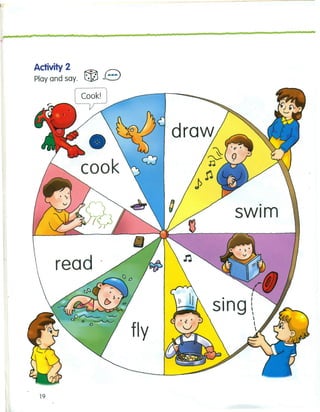 ,. r t tb t b • b • b t
Activity 2
Play and say. tJ2)B
[ co:k! 1
draw
•cook
•
swrrn
read'
fly
• I
sing 
,
19
 