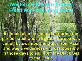 Western & Eastern Europe
   Filled With Migrating Israel



 It should also be noted that during the
period Israel was in Egypt – Europe was
cut off by swamps and water from Asia,
 and was a wilderness – it was possible
in those days to sail from the Black Sea
               to the Baltic         42
 