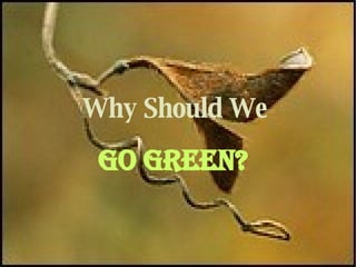 Why Should We     GO GREEN ? 