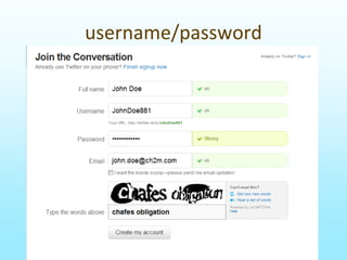 username/password
 
