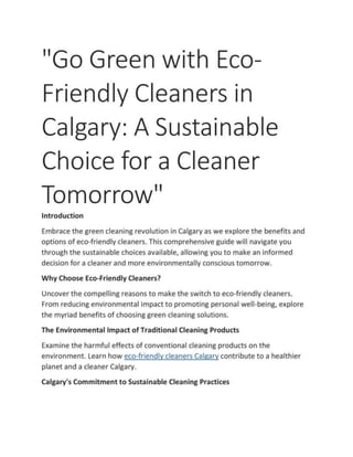 Go Green with Eco friendly Calagry...ppt