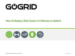 How-To Deploy a Riak Cluster in 5 Minutes on GoGrid

By Kole Hicks, Sr. Director, Products

© 2014 GoGrid

 