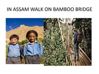 IN ASSAM WALK ON BAMBOO BRIDGE
 