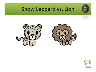 Snow Leopard vs. Lion
 