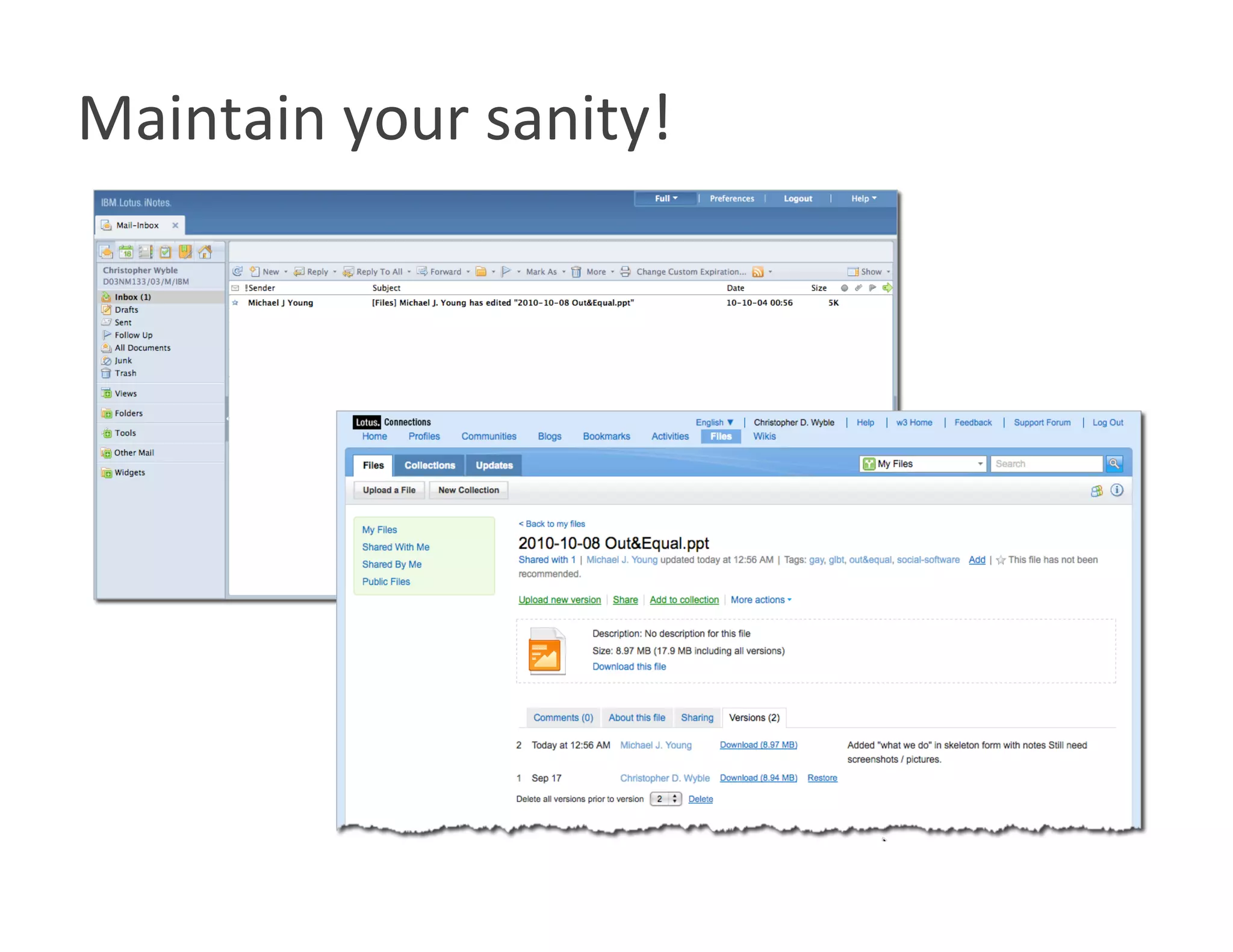 Maintain your sanity! 
 
