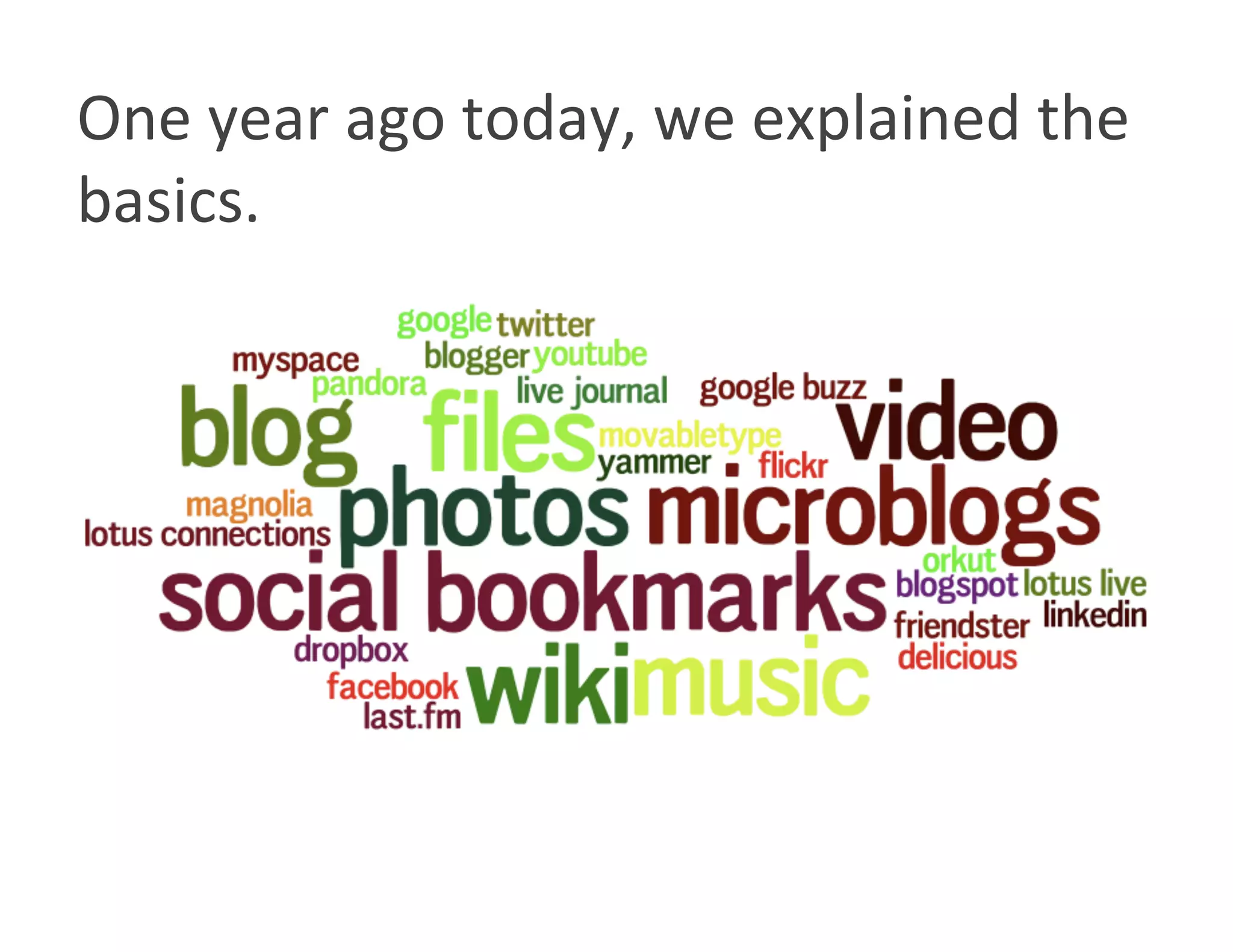 One year ago today, we explained the 
basics. 
 