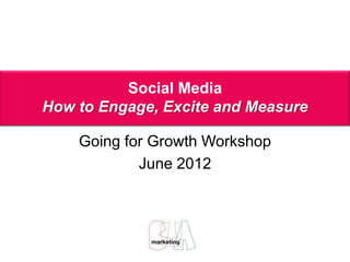 Social Media
         AoifeExcite and Measure
How to Engage,
               Porter

    Going for Growth Workshop
            June 2012
 