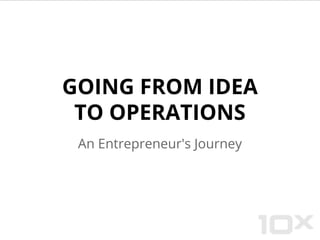 GOING FROM IDEA
TO OPERATIONS
An Entrepreneur's Journey
 
