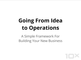 Going From Idea
to Operations
A Simple Framework For
Building Your New Business
 