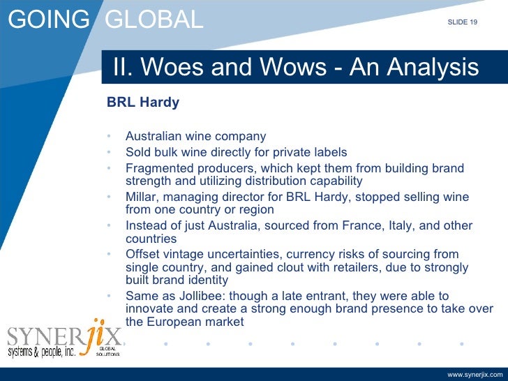 case analysis of brl hardy globalizing an australian wine company View essay - brl hardy case analysis from sgmt 6000 at york university brl hardy : globalizing an australian wine company table of contents brl hardy case analysis3 case outline3 key. case analysis of brl hardy globalizing an australian wine company View essay - brl hardy case analysis from sgmt 6000 at york university brl hardy : globalizing an australian wine company table of contents brl hardy case analysis3 case outline3 key.
