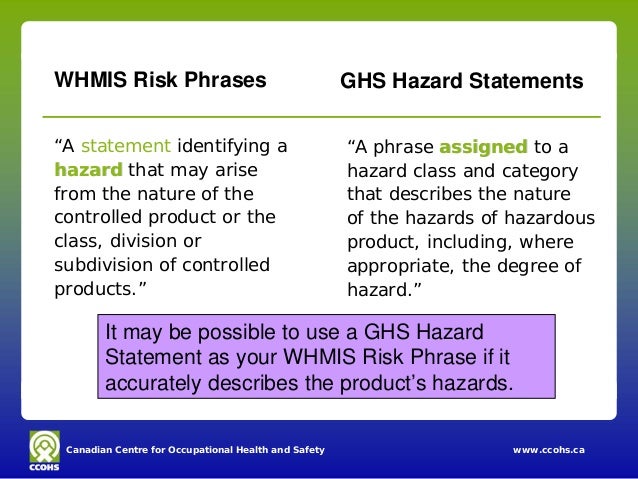Precautionary statements on whmis 2015 labels