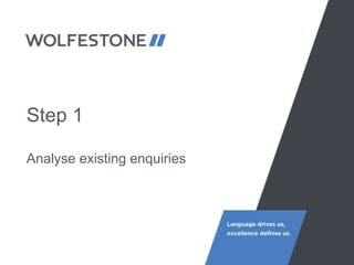 Step 1
Analyse existing enquiries
 