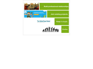 Build professional relationships. 
Join existing projects. 
Keep it simple. 
Evolve. 
 