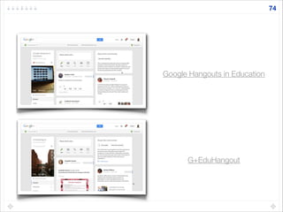 74
Google Hangouts in Education
G+EduHangout
 