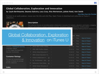 Global Collaboration, Exploration
& Innovation on iTunes U
95
 