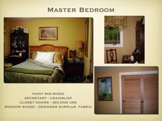 Master Bedroom Text PAINT MIS-MIXED SECRETARY - CRAIGSLIST CLOSET DOORS - SECOND USE WINDOW SHADE - DESIGNER SURPLUS  FABRIC 