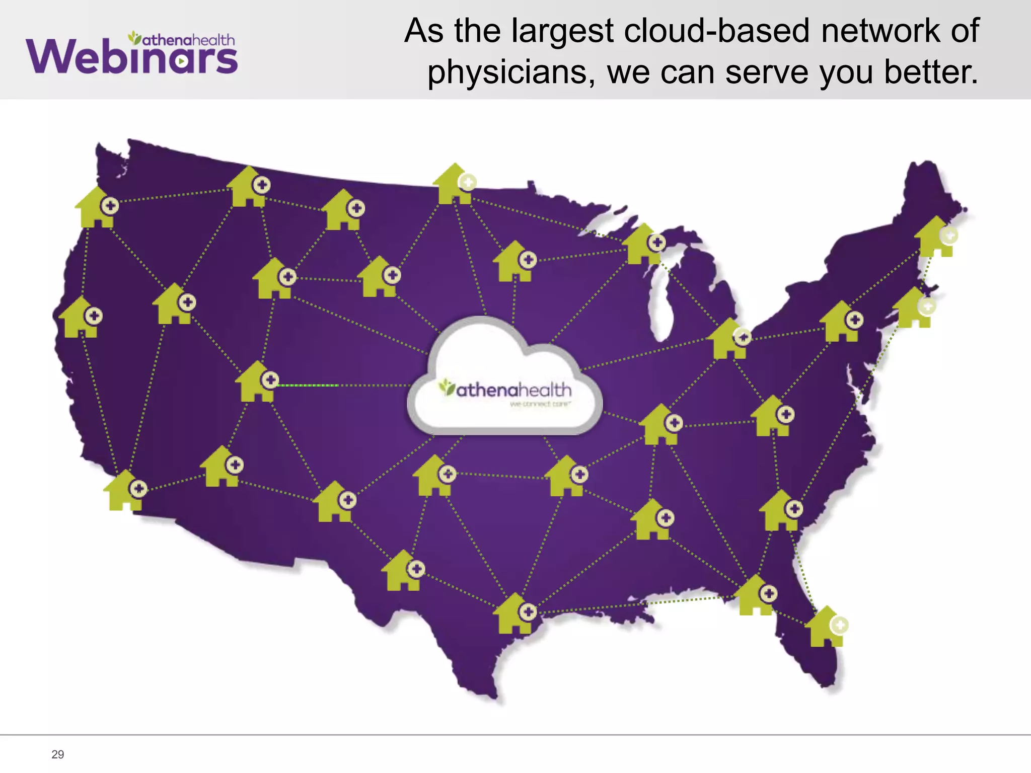 As the largest cloud-based network of
physicians, we can serve you better.
29
 