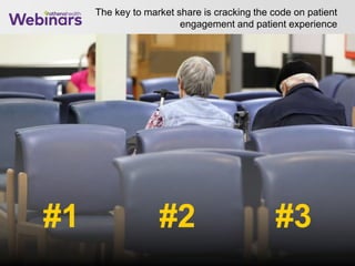 The key to market share is cracking the code on patient
engagement and patient experience
22
#2#1 #3
 