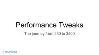 Performance Tweaks
The journey from 230 to 3500
 