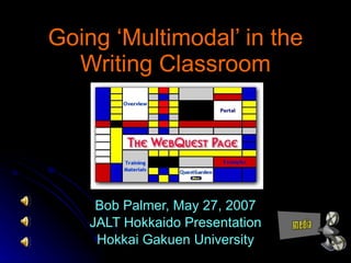 Going ‘Multimodal’ in the Writing Classroom Bob Palmer, May 27, 2007 JALT Hokkaido Presentation Hokkai Gakuen University 