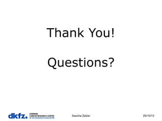 Thank You!
Questions?

Sascha Zelzer

29/10/13

 