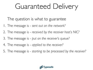 Supervision in Akka
Every single actor has a
default supervisor strategy.
Which is usually sufficient.
But it can be overridden.

 