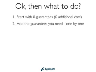 Supervision in Akka
class Supervisor extends UntypedActor {
private SupervisorStrategy strategy = new OneForOneStrategy(
10,
Duration.parse("1 minute"),
new Function<Throwable, Directive>() {
@Override public Directive apply(Throwable t) {
if (t instanceof ArithmeticException)
return resume();
else if (t instanceof NullPointerException) return restart();
else
return escalate();
}
});

!

@Override public SupervisorStrategy supervisorStrategy() {
return strategy;
}
ActorRef worker = context.actorOf(new Props(Worker.class));

}

public void onReceive(Object message) throws Exception {
if (message instanceof Integer) worker.forward(message);
}

 