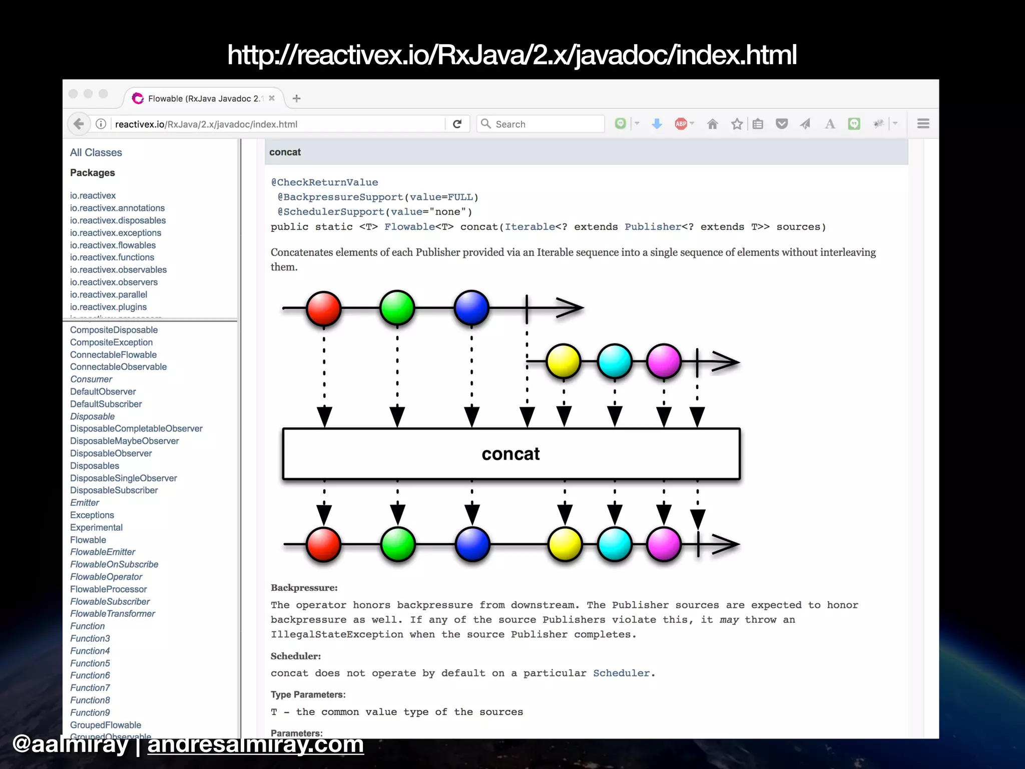 @aalmiray | andresalmiray.com
http://reactivex.io/RxJava/2.x/javadoc/index.html
 