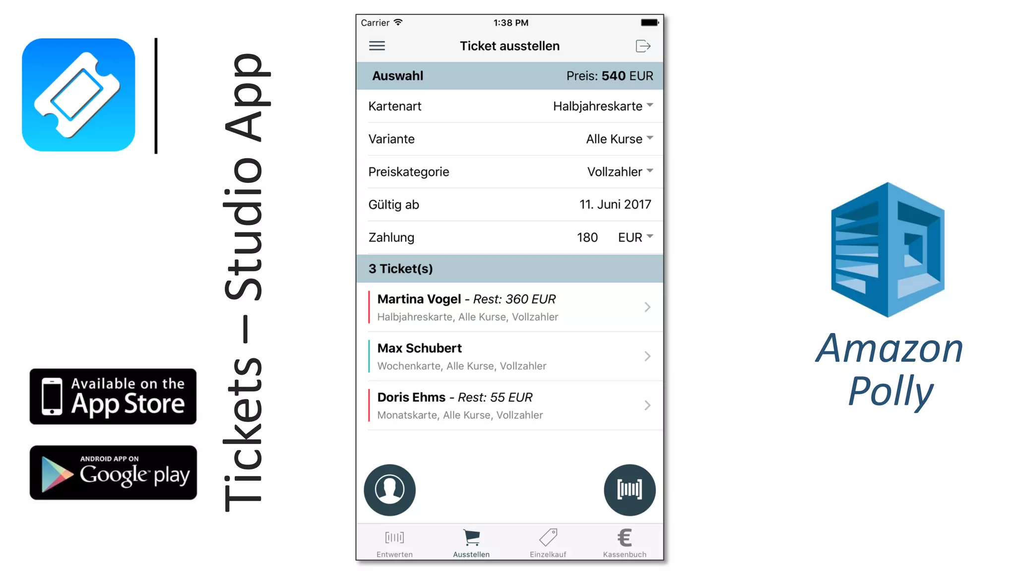 Tickets–StudioApp
Amazon
Polly
 