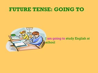 FUTURE TENSE: GOING TO I  am going to  study English at school 