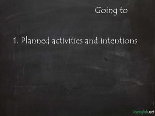 Going to


1. Planned activities and intentions
 