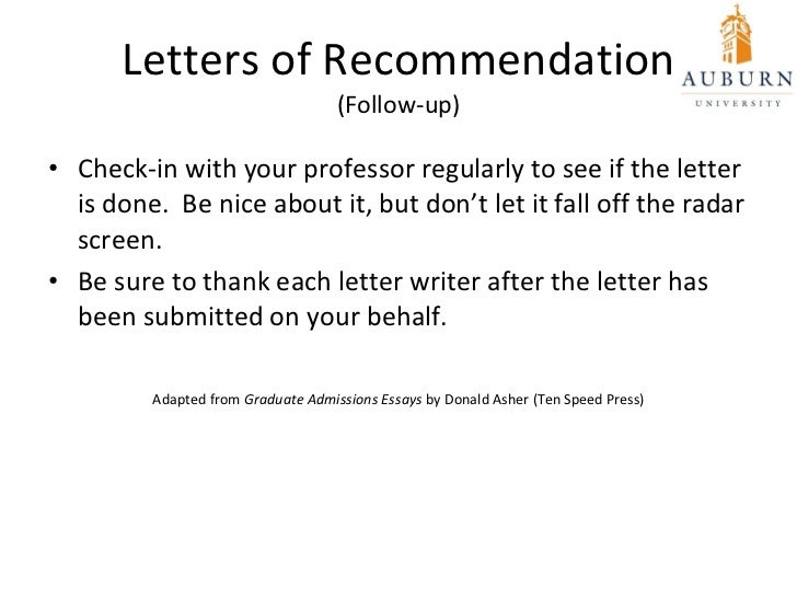 going to graduate school how to follow up for a letter of recommendation