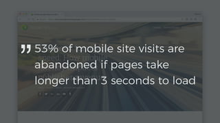 53% of mobile site visits are
abandoned if pages take
longer than 3 seconds to load
”
 