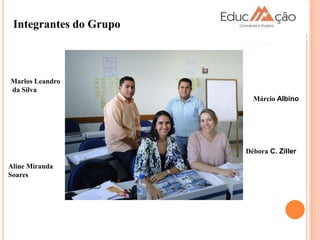 Integrantes do Grupo



Marlos Leandro
da Silva
                          Márcio Albino




                        Débora C. Ziller

Aline Miranda
Soares
 