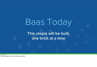 Baas Today 
This utopia will be built, 
one brick at a time 
Saturday, March 15, 14 33 
Talk through current solutions available 
 