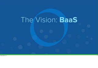 The Vision: BaaS
15Saturday, March 15, 14
 