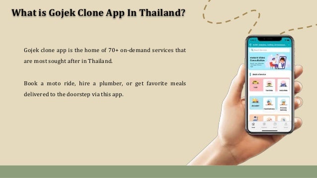 What is Gojek Clone App In Thailand?
Gojek clone app is the home of 70+ on-demand services that
are most sought after in Thailand.
Book a moto ride, hire a plumber, or get favorite meals
delivered to the doorstep via this app.