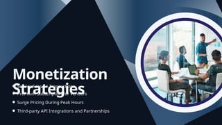 Monetization
Strategies
Service Fees on Transactions
Premium Subscription for Vendors
Surge Pricing During Peak Hours
Third-party API Integrations and Partnerships
 