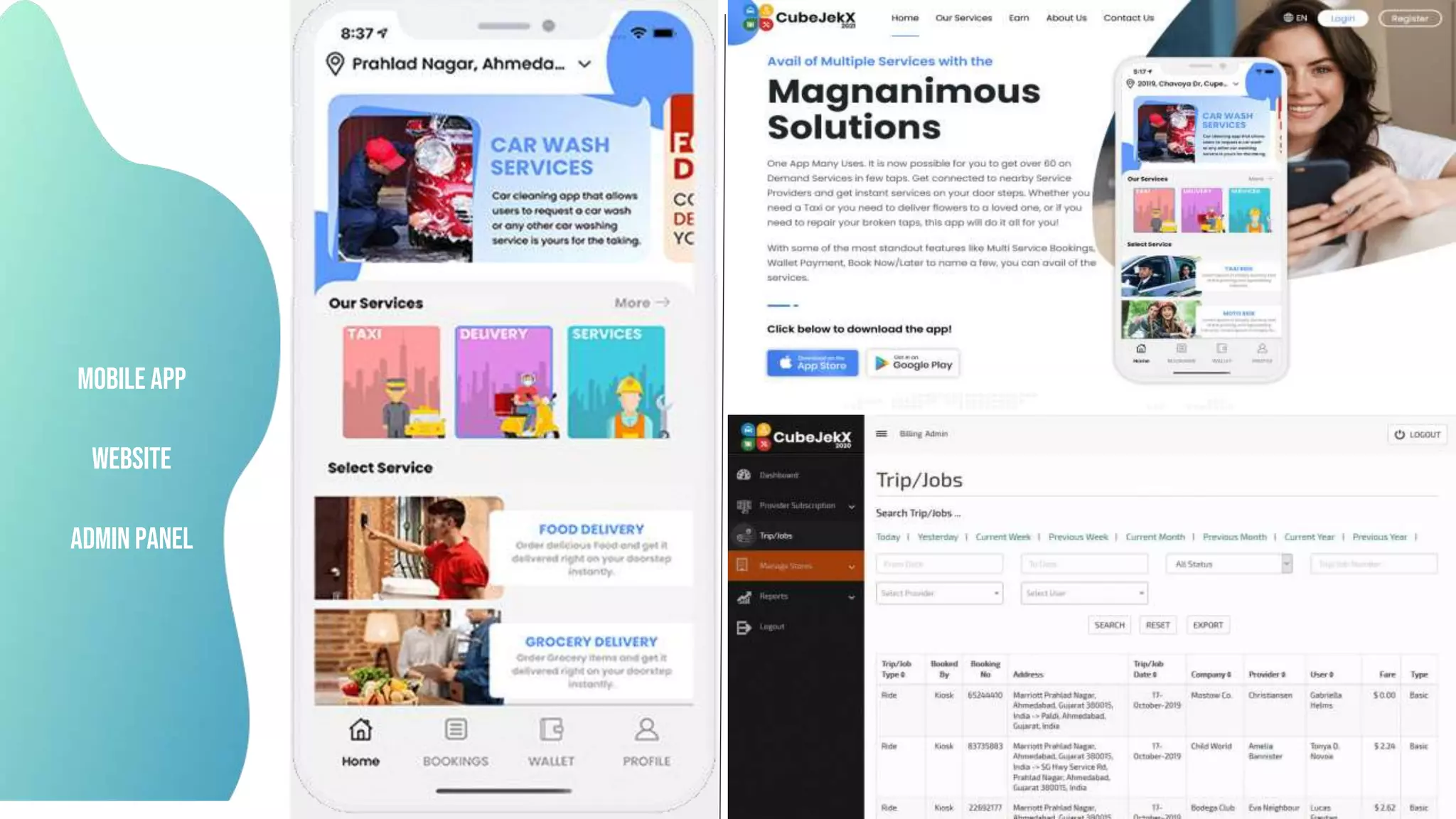 WebSite
Mobile App
Admin panel
 