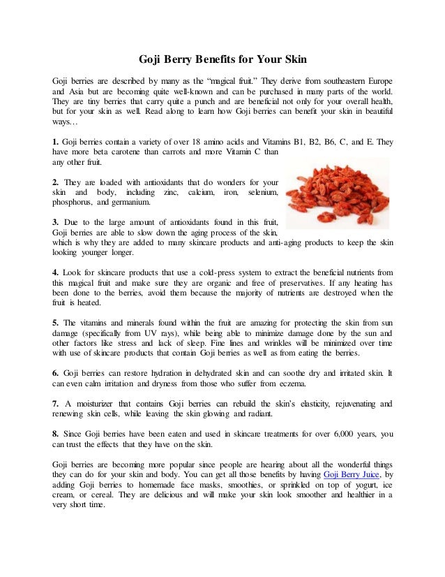 Goji berry benefits for your skin